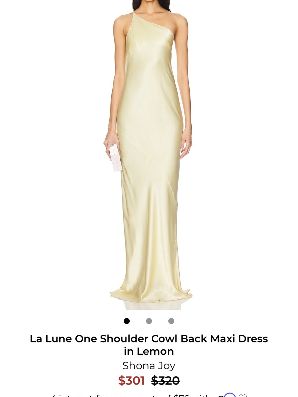 Shona Joy One-Shoulder Cowl Back Maxi Dress in Lemon Satin